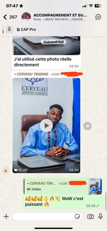 Capture envoyée par une élève après application de la méthode (1)