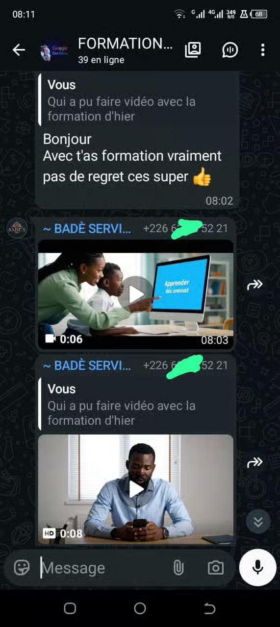 Capture envoyée par une élève après application de la méthode (6)